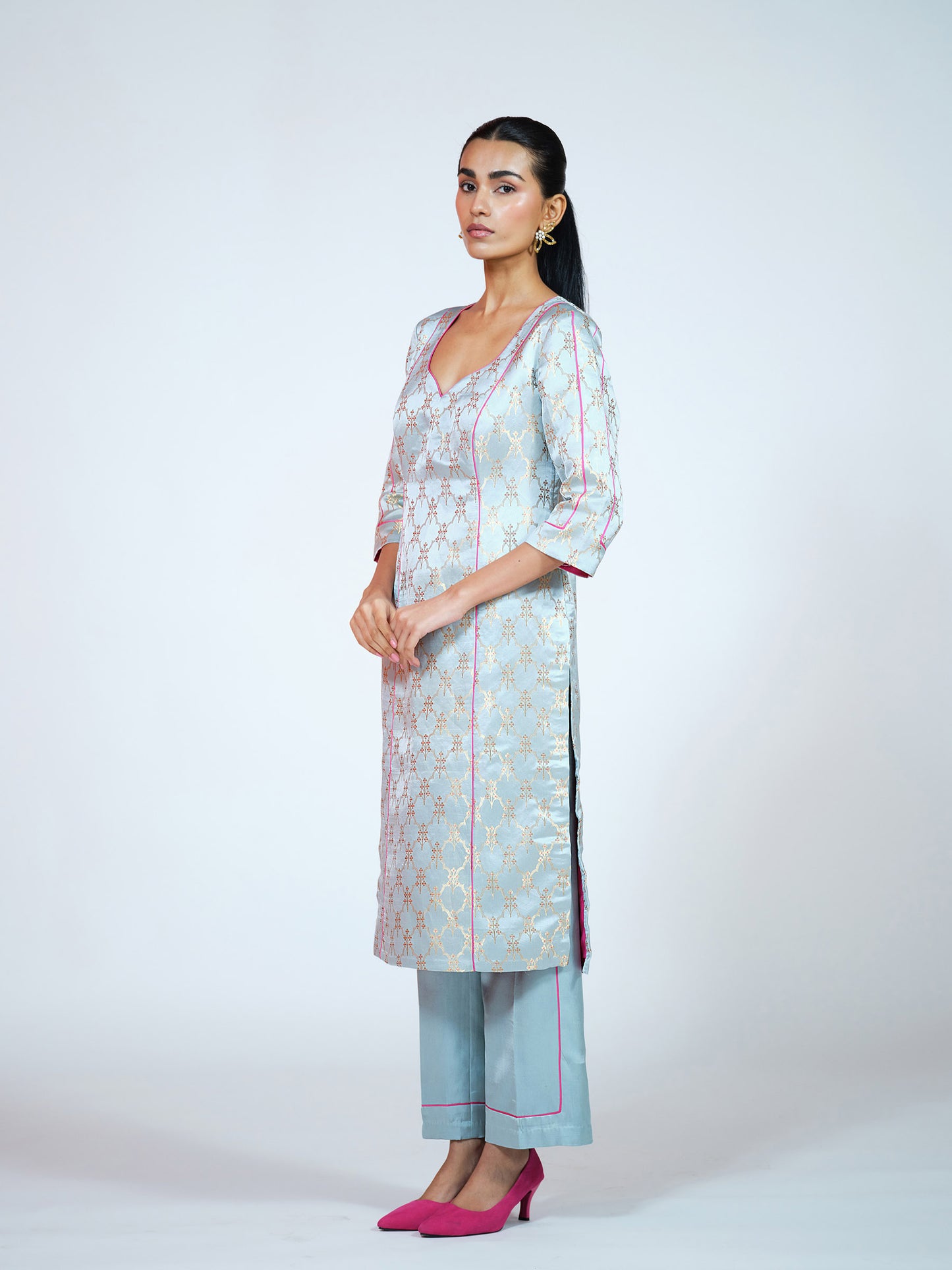 Sky Blue Banarasi Brocade Kurta Set