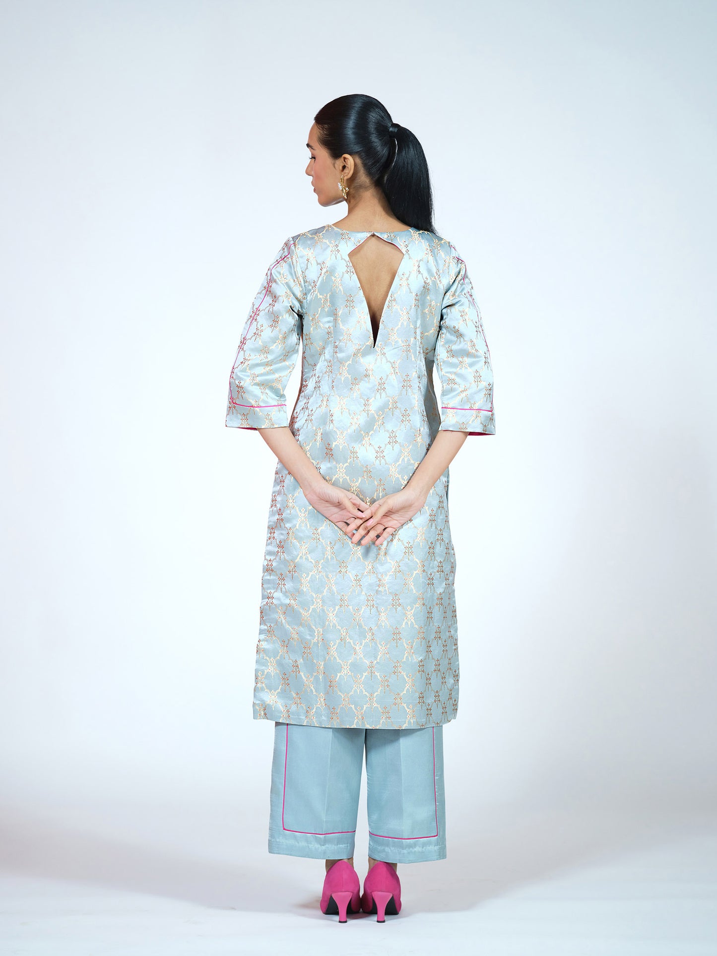Sky Blue Banarasi Brocade Kurta Set