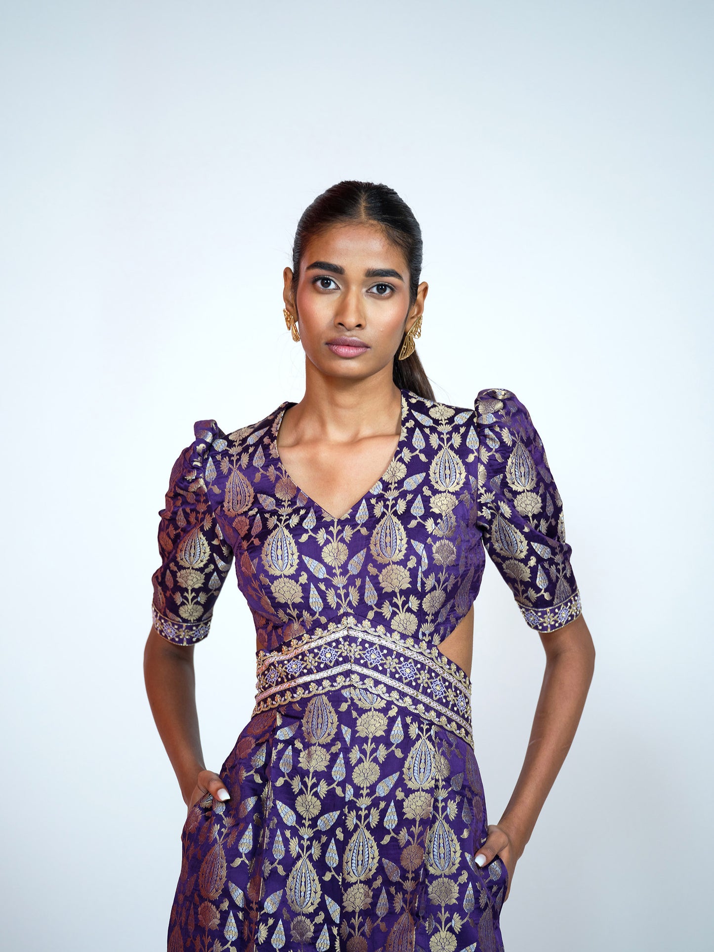 Purple Brocade Jumpsuit