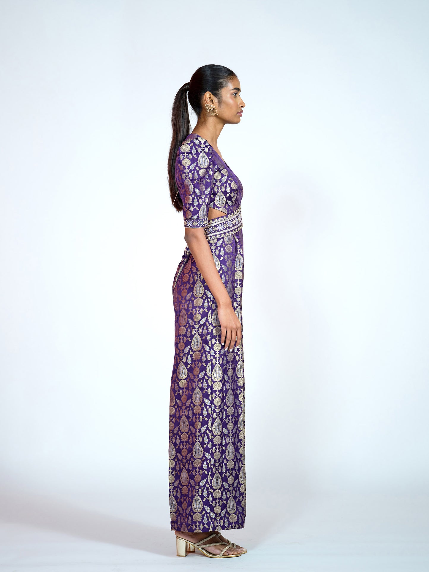 Purple Brocade Jumpsuit