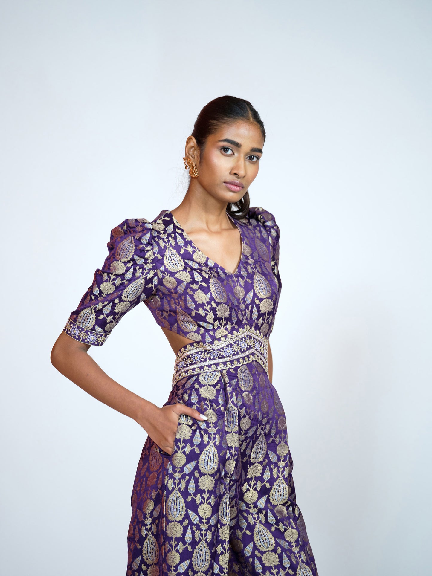 Purple Brocade Jumpsuit