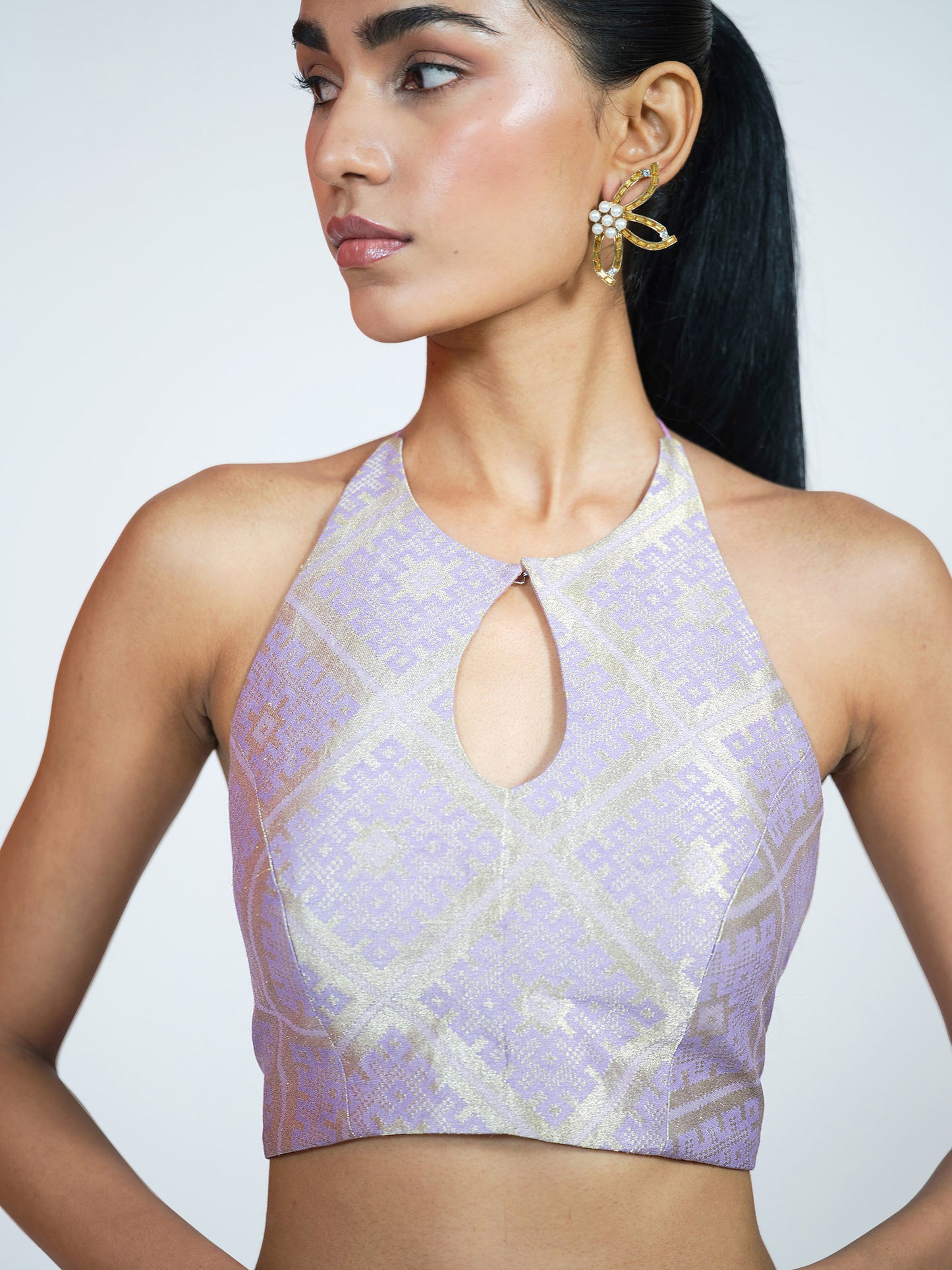 Purple Brocade-Tissue Palazzo Set