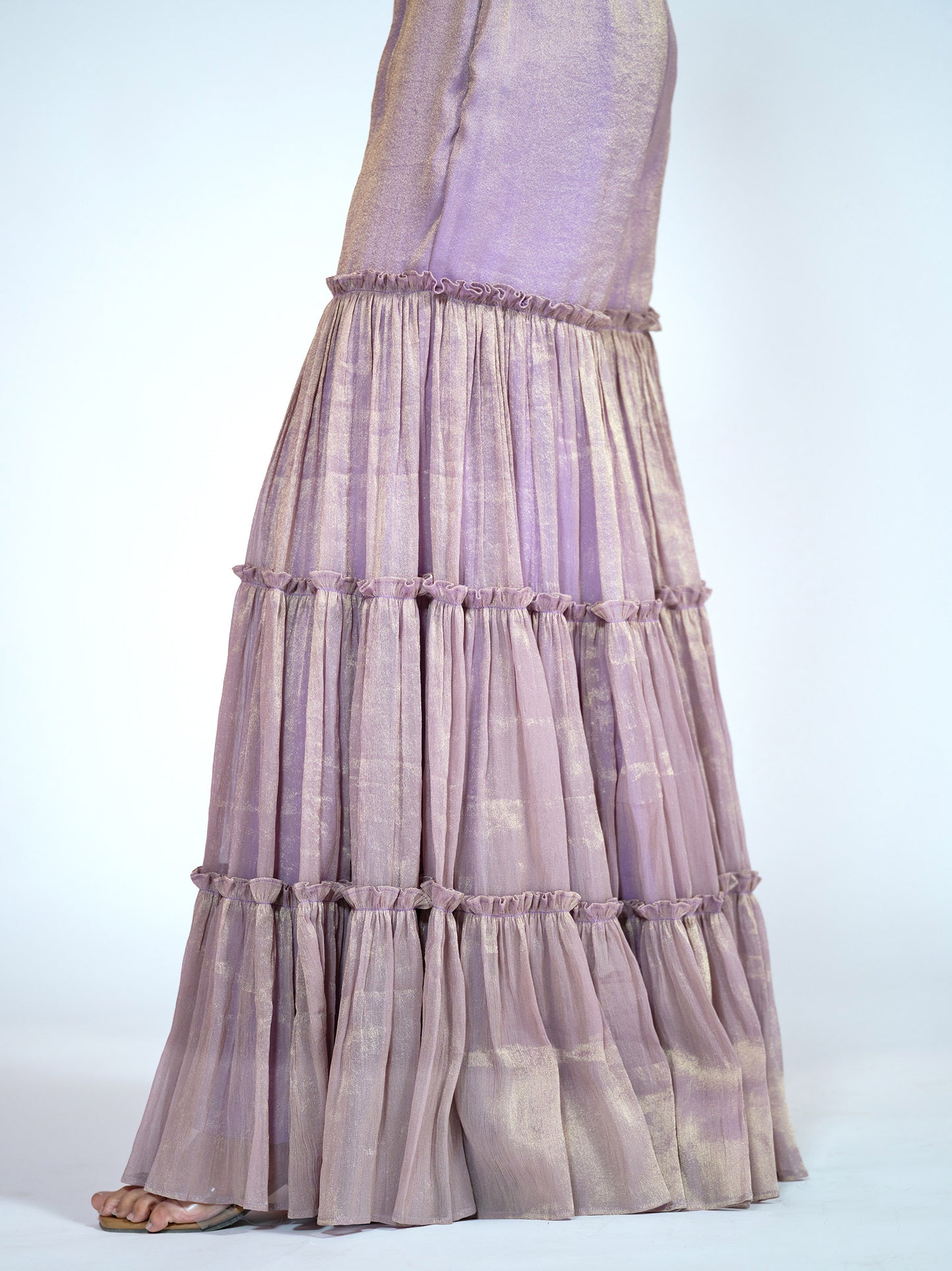 Purple Brocade-Tissue Palazzo Set