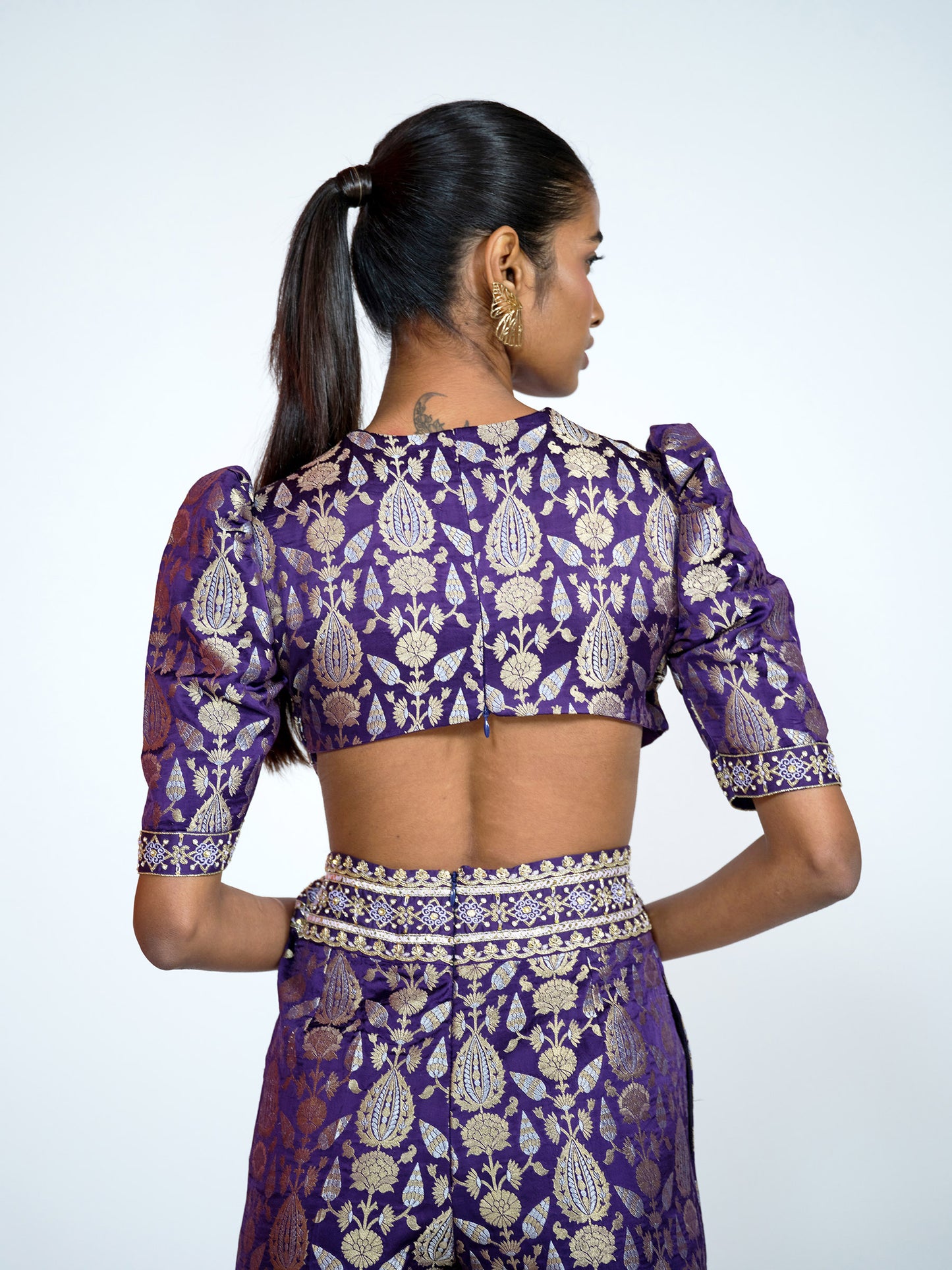 Purple Brocade Jumpsuit