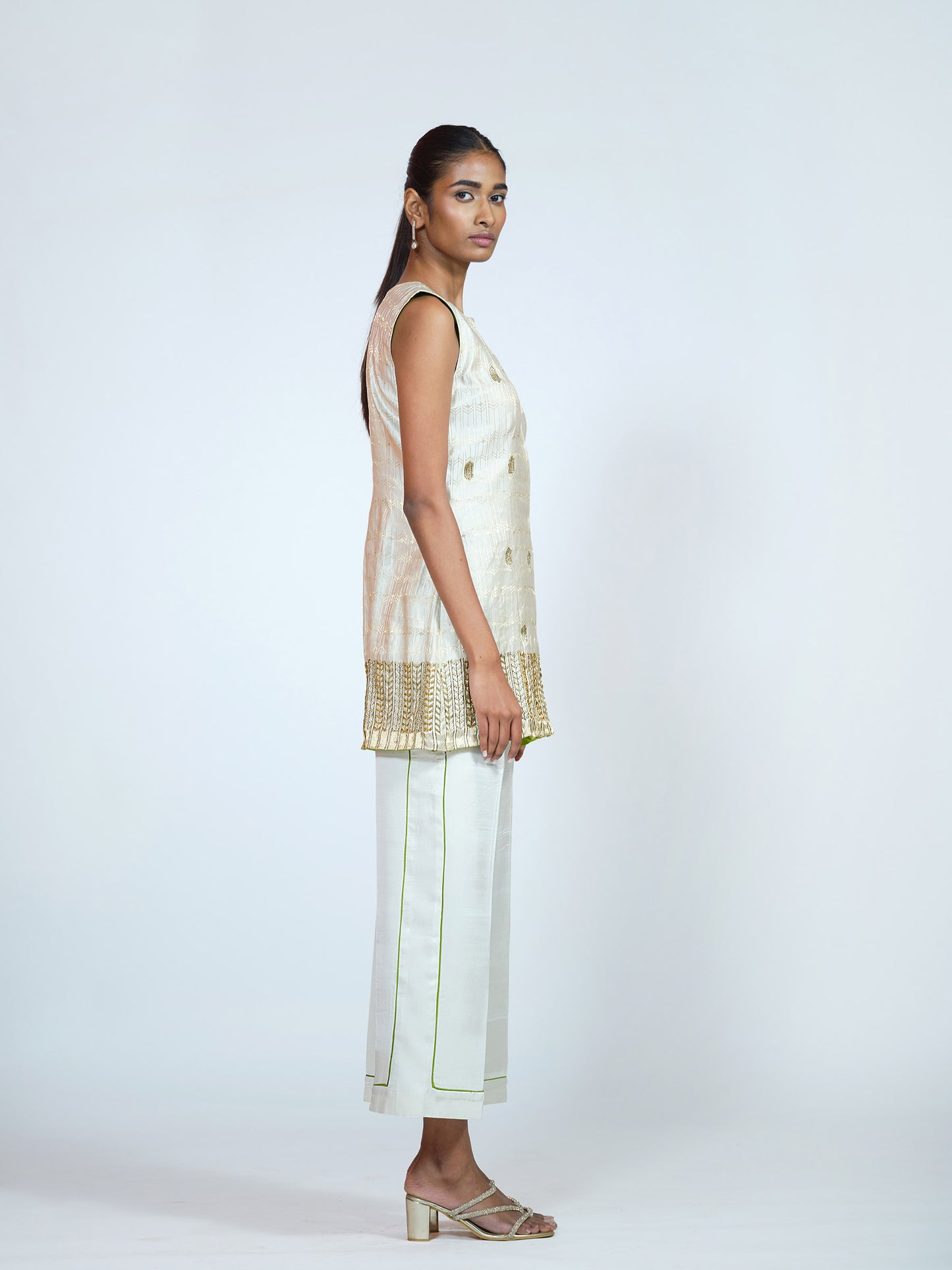 White Brocade Co-ord Set