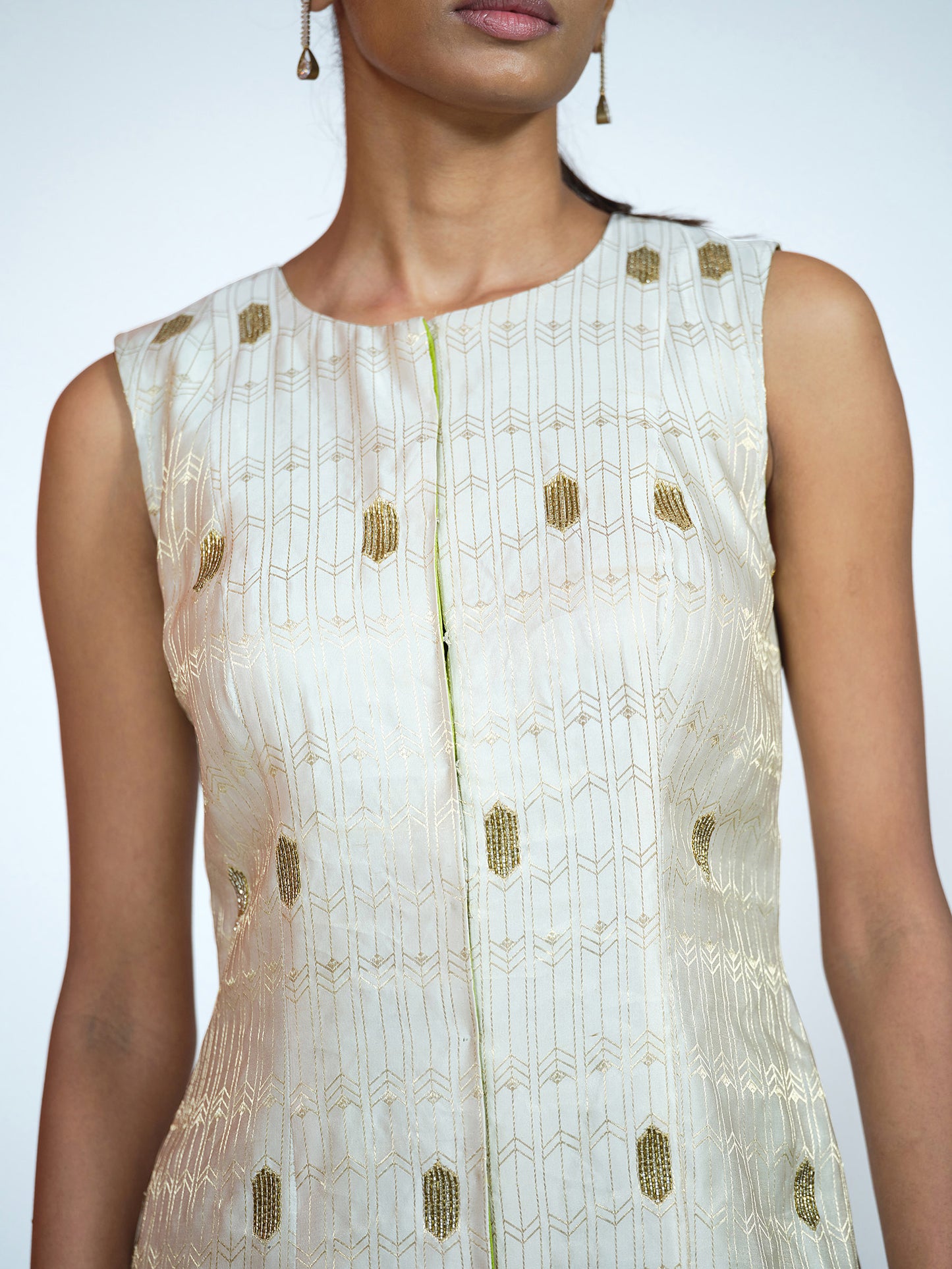 White Brocade Co-ord Set