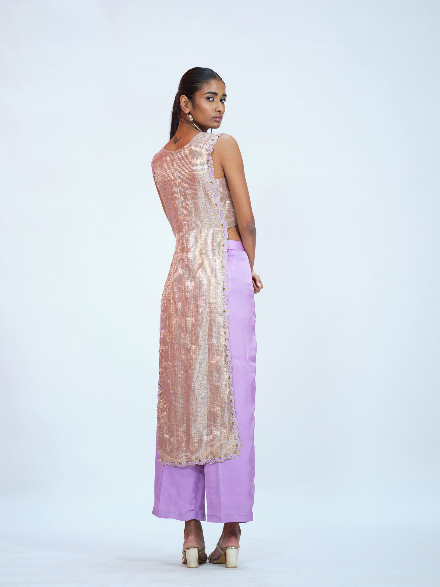 Purple Tissue Brocade Kurta Set