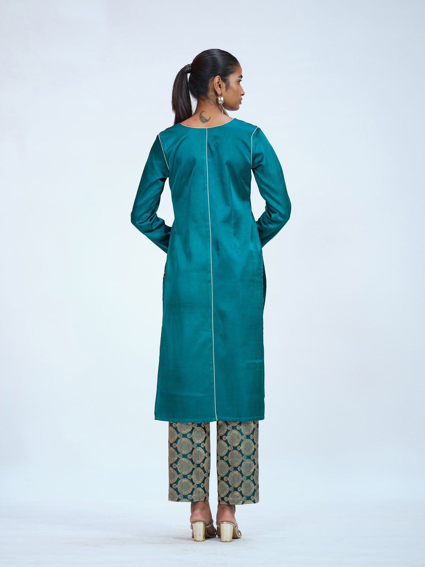 Green Banarasi Brocade Kurta Set
