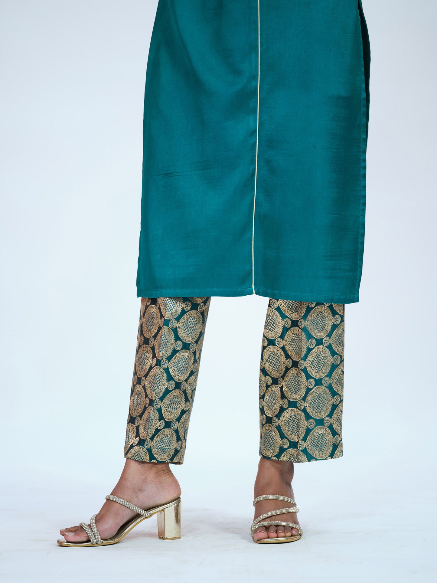 Green Banarasi Brocade Kurta Set
