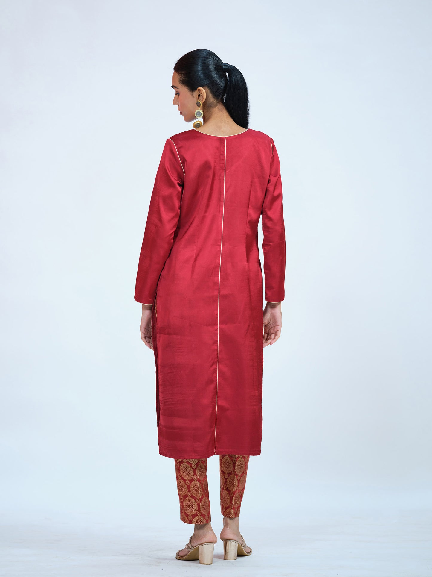 Maroon Banarasi Brocade Kurta Set