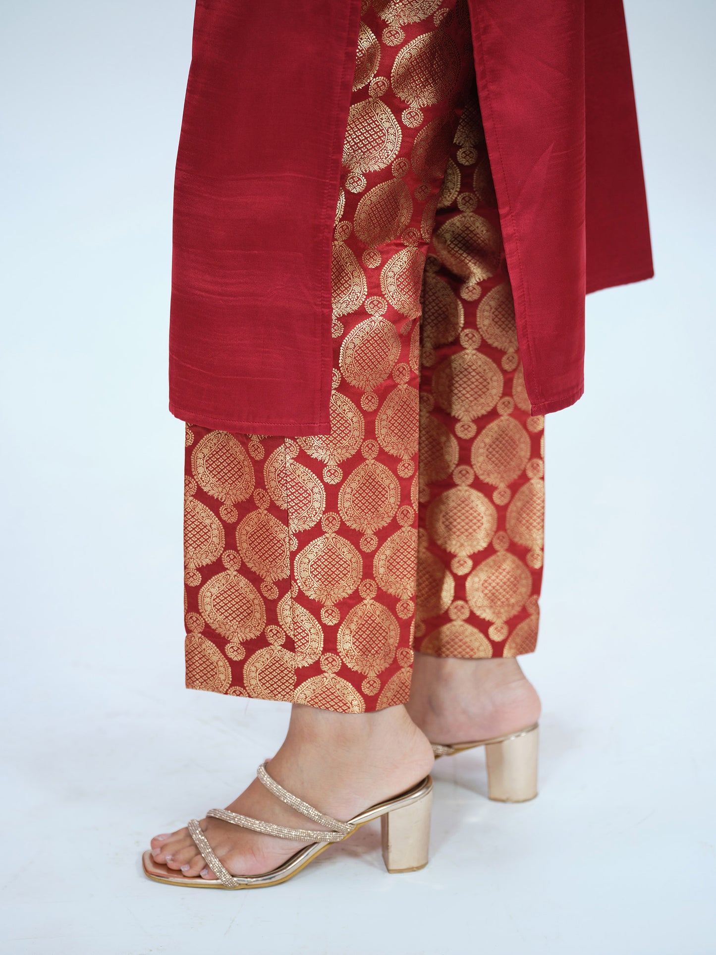 Maroon Banarasi Brocade Kurta Set