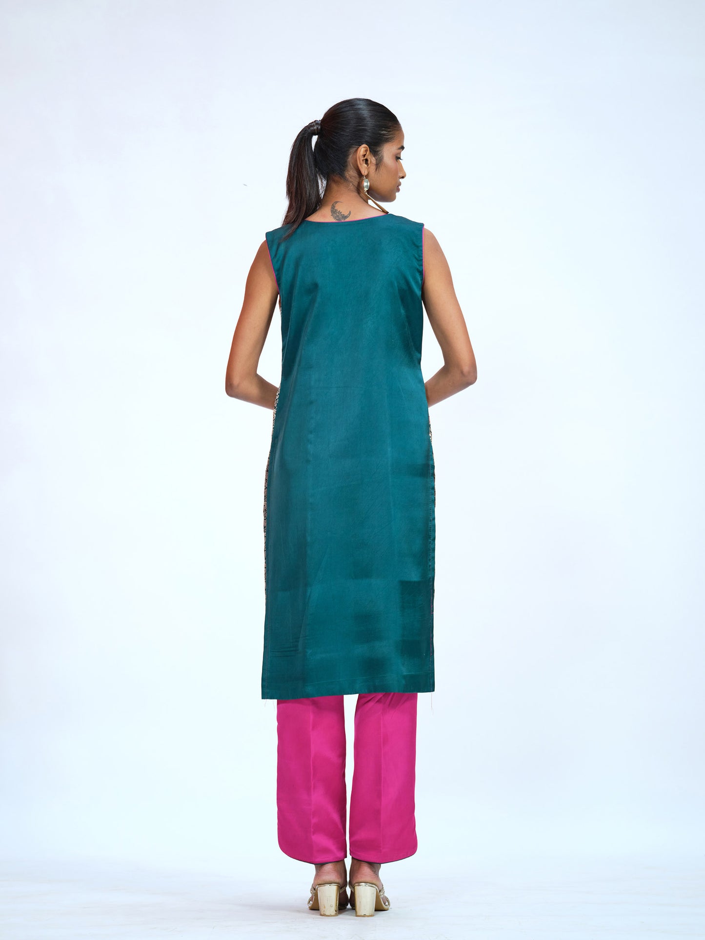 Green Rani Banarasi Brocade Kurta Set