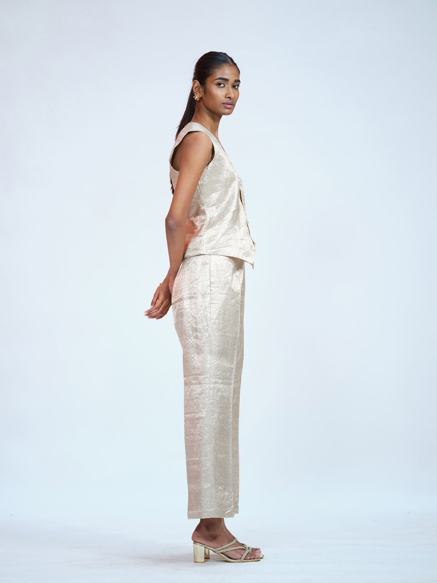Beige Brocade Co-ord Set