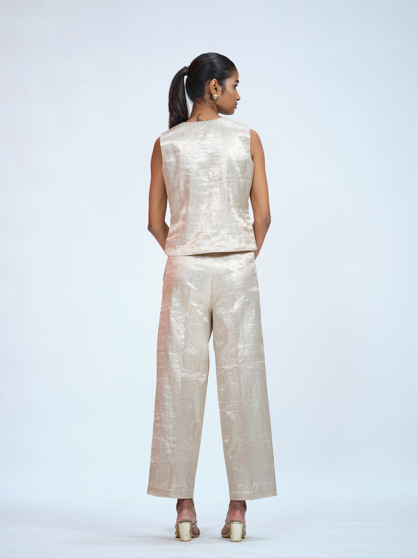 Beige Brocade Co-ord Set