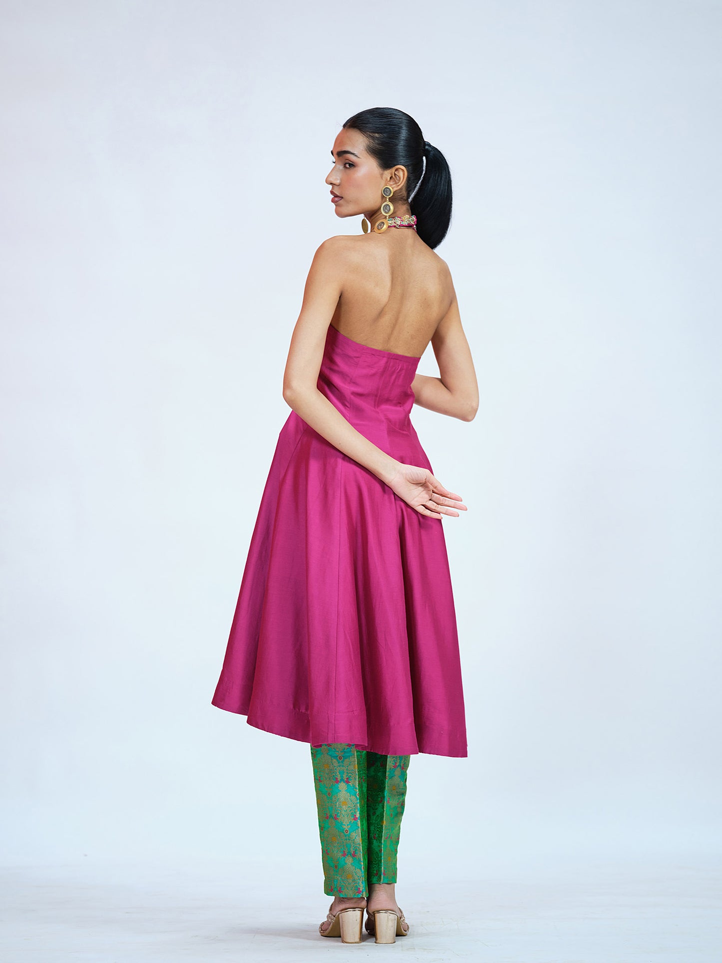 Magenta Halter Neck Kurta Set
