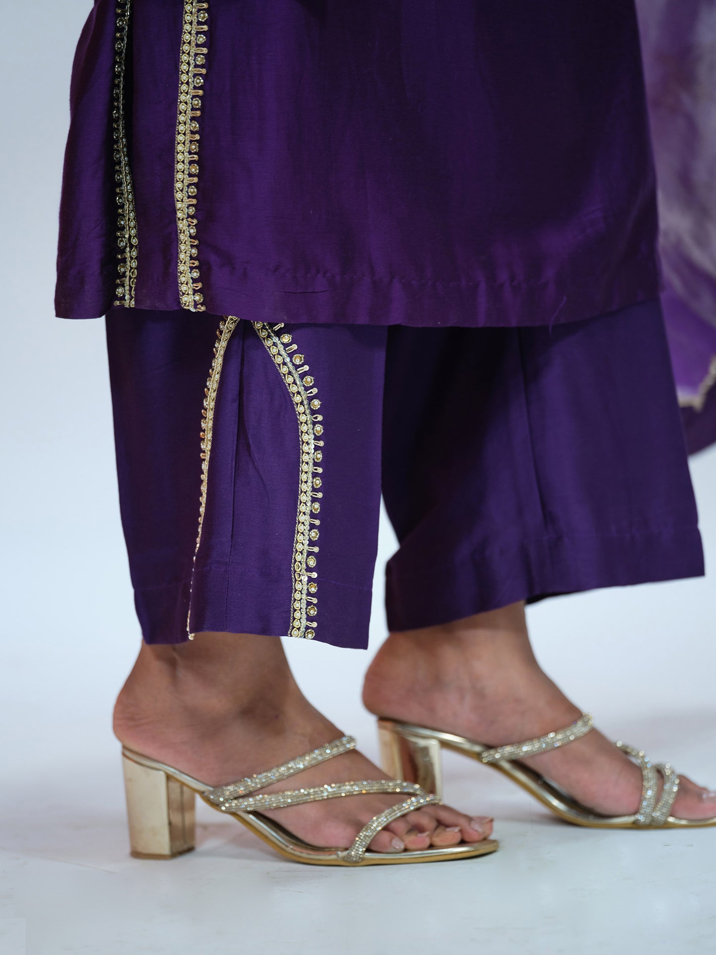 Purple Tissue Kurta Set