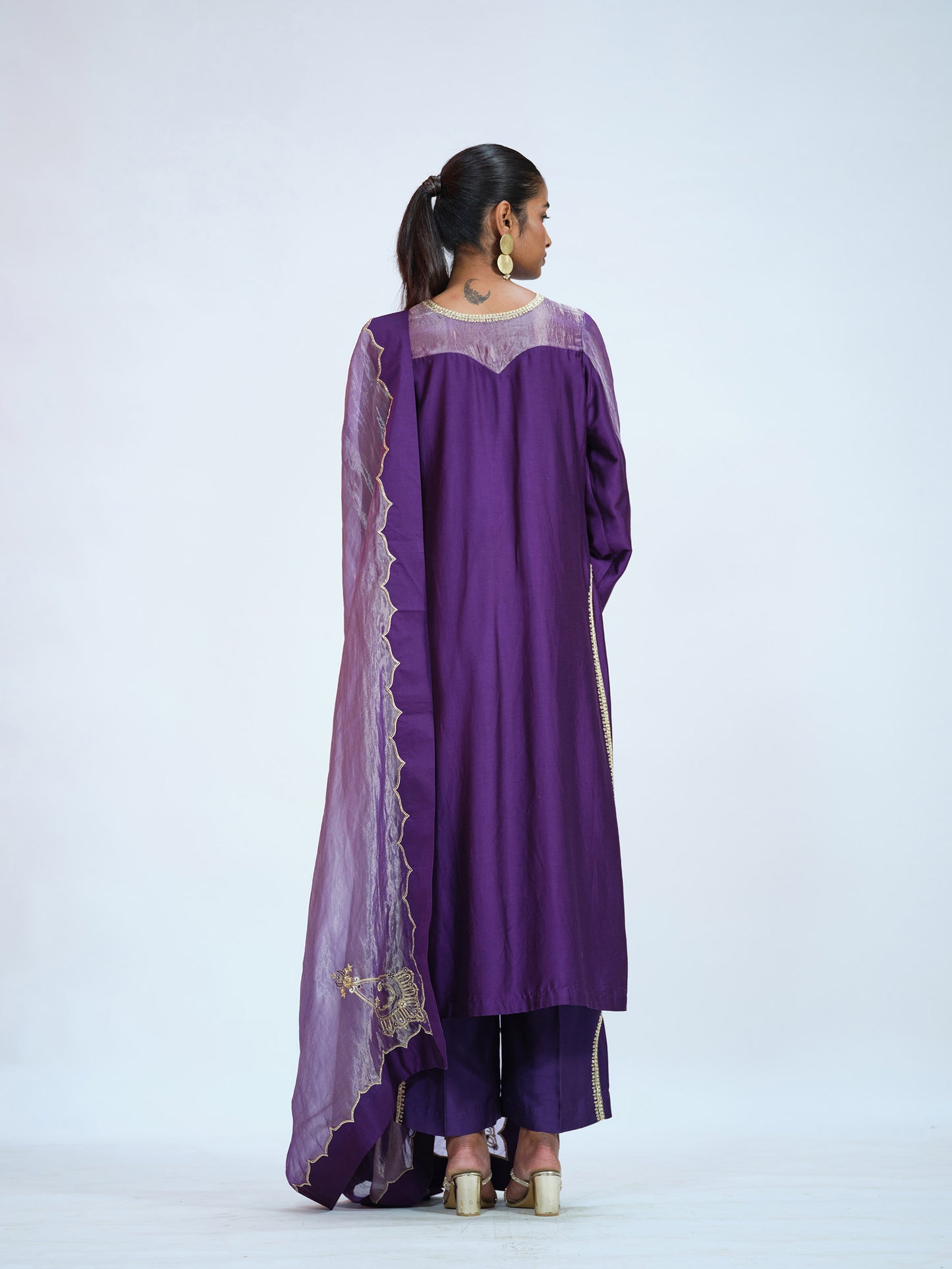 Purple Tissue Kurta Set