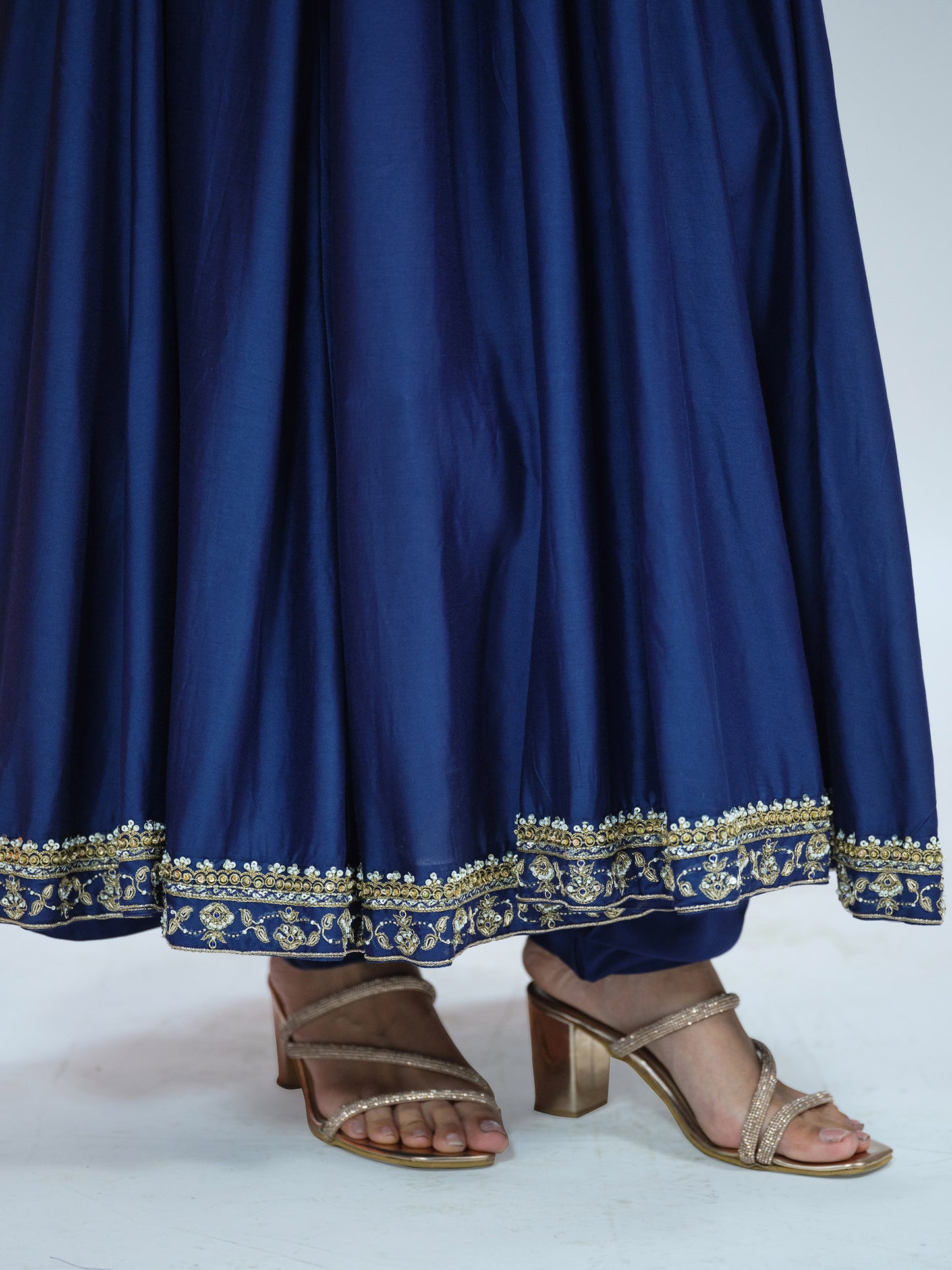 Royal Blue Silk Anarkali Set