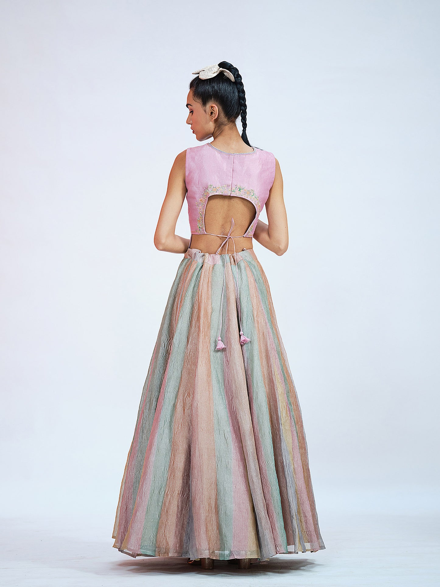 Pastel Crushed Tissue Lehenga