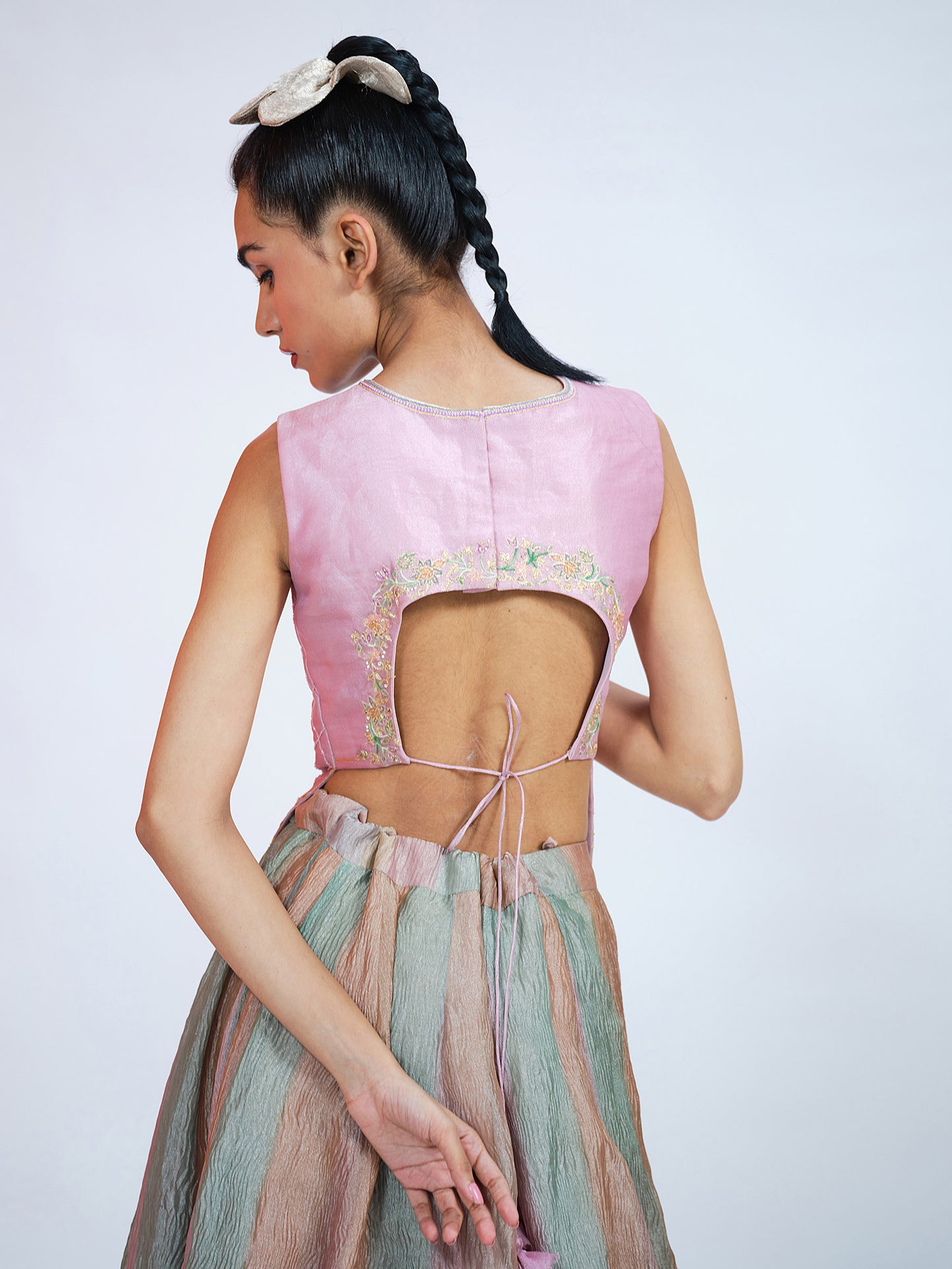 Pastel Crushed Tissue Lehenga