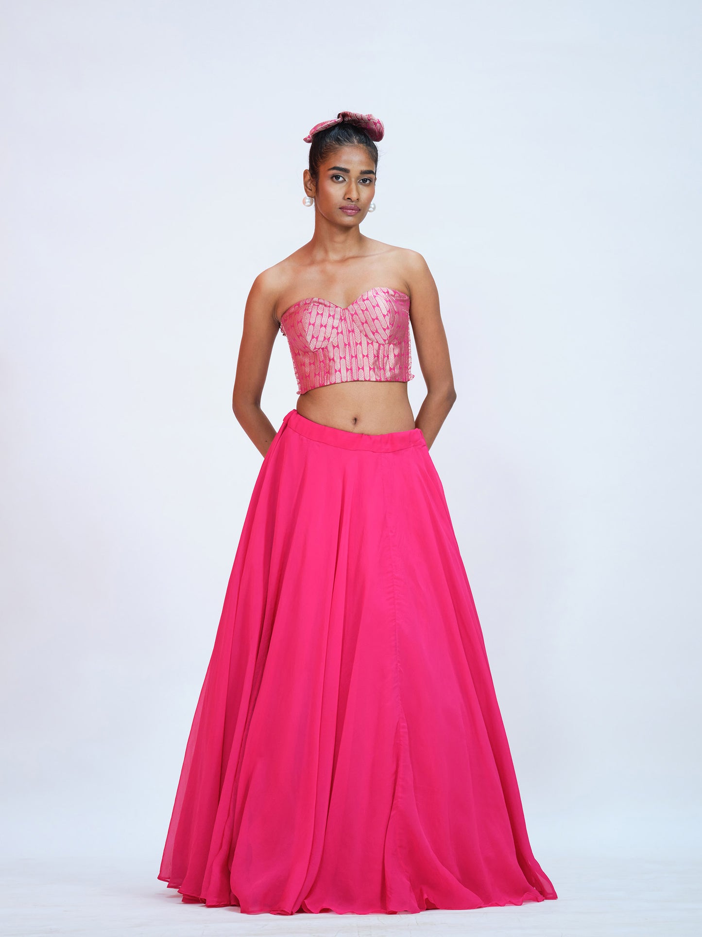 Rani Brocade and Georgette Lehenga