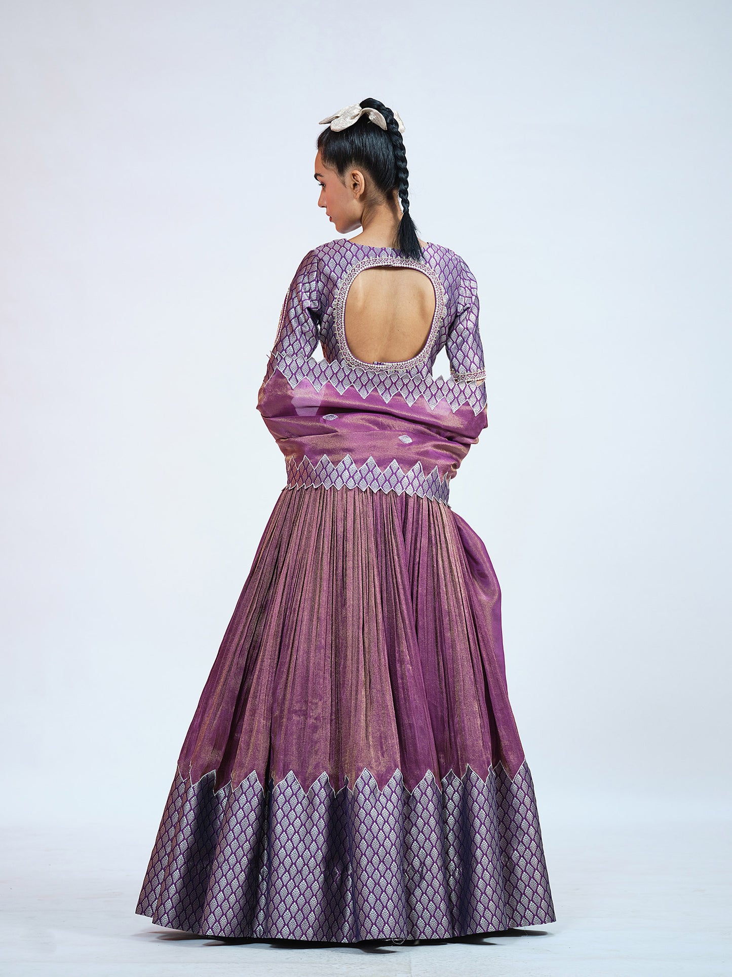 Purple Tissue and Brocade Lehenga