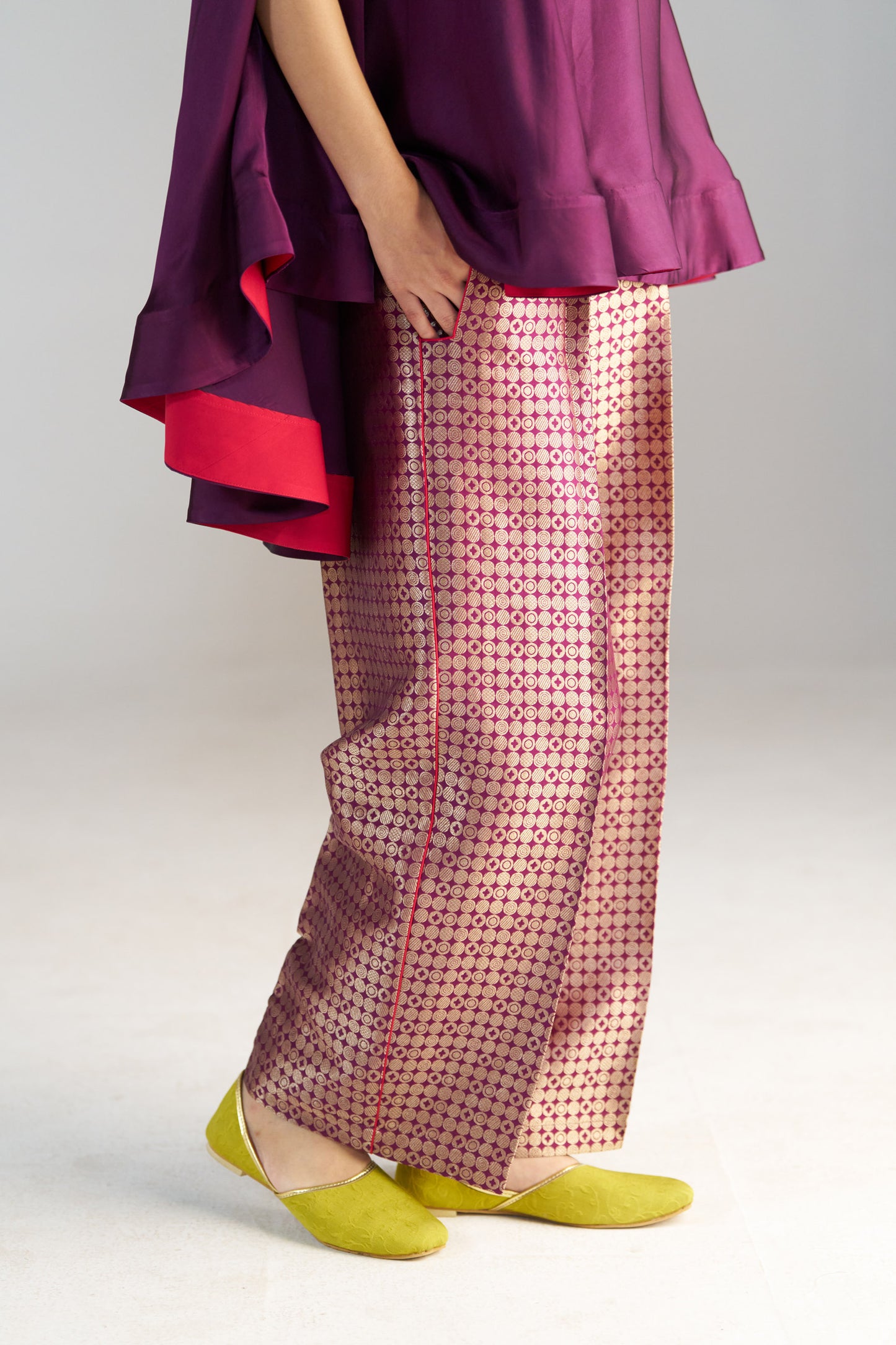 Purple Umbrella Top With Brocade Pants