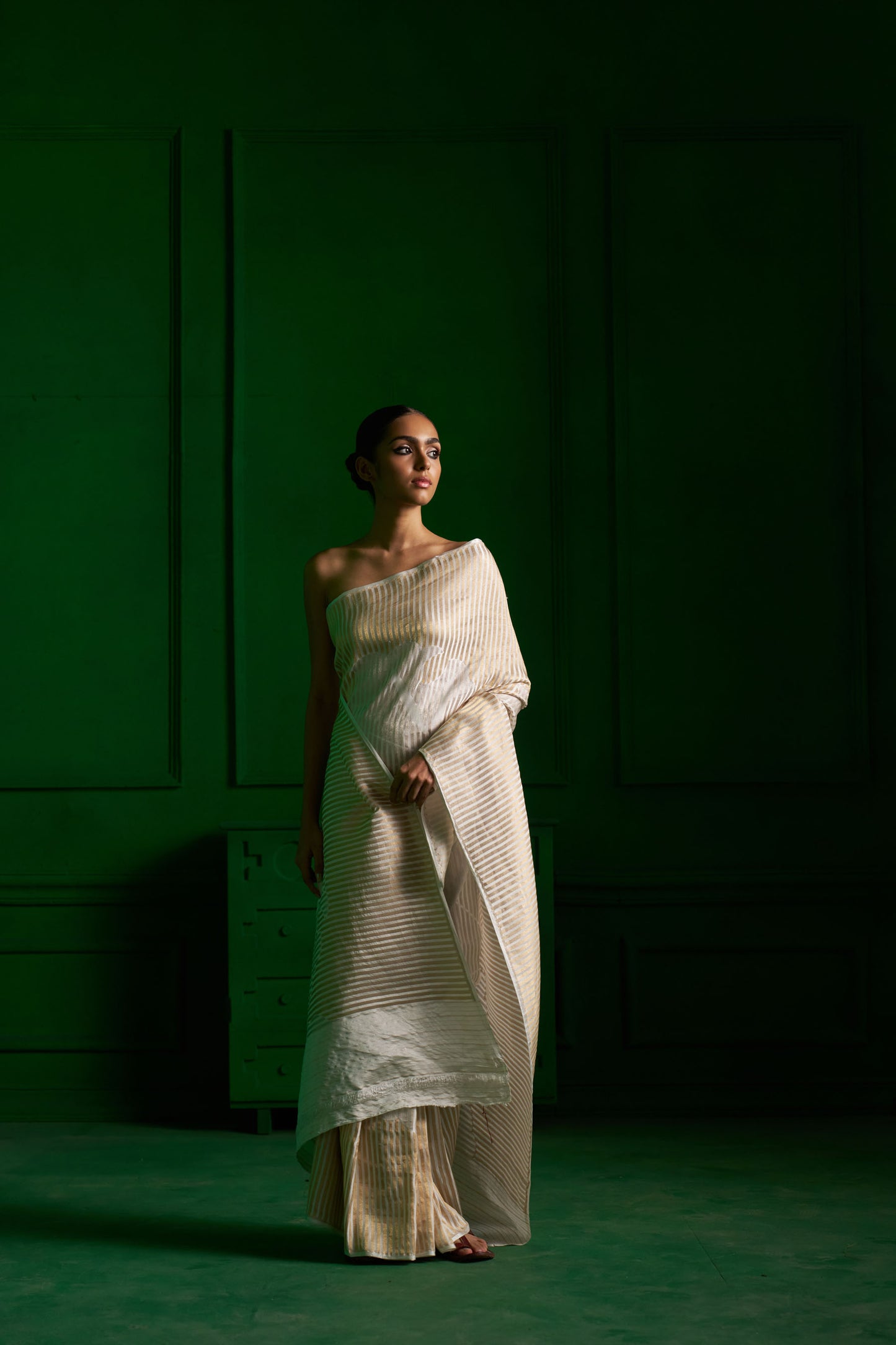 Moti Safed Saree handwoven in Banaras.