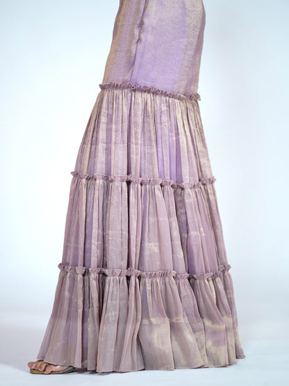 Purple Brocade-Tissue Palazzo Set