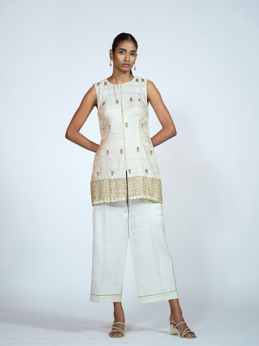 White Brocade Co-ord Set