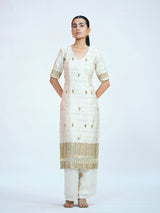 White Brocade Kurta Set