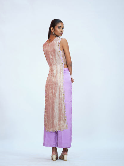 Purple Tissue Brocade Kurta Set