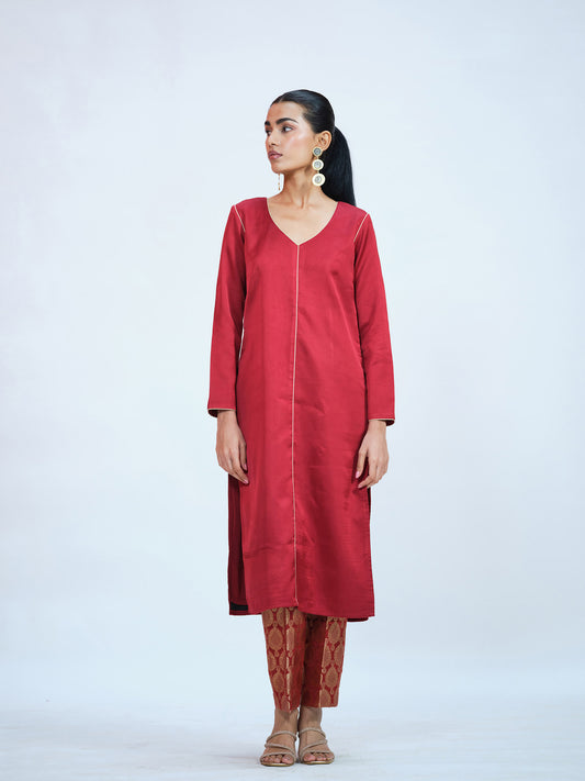 Maroon Banarasi Brocade Kurta Set
