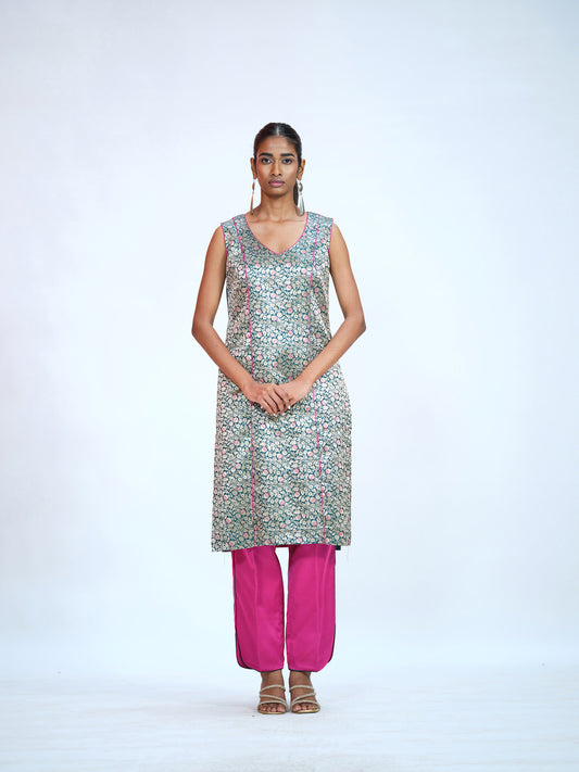 Green Rani Banarasi Brocade Kurta Set