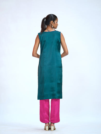 Green Rani Banarasi Brocade Kurta Set