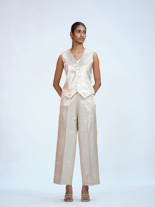 Beige Brocade Co-ord Set