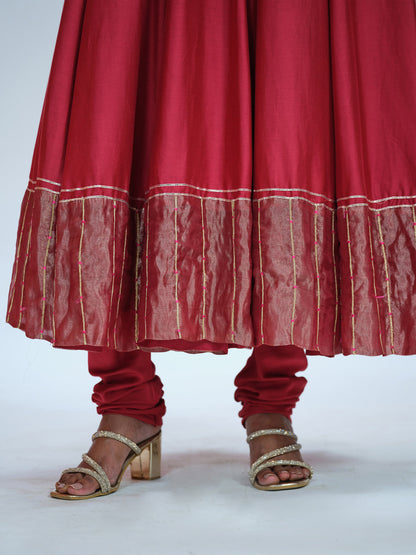 Cherry Red Anarkali Set