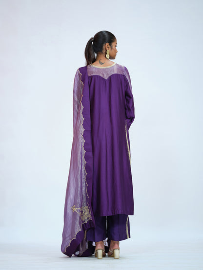 Purple Tissue Kurta Set