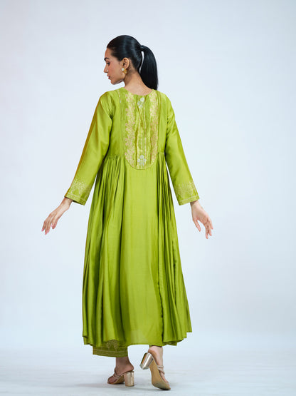 Kiwi Green Anarkali Set