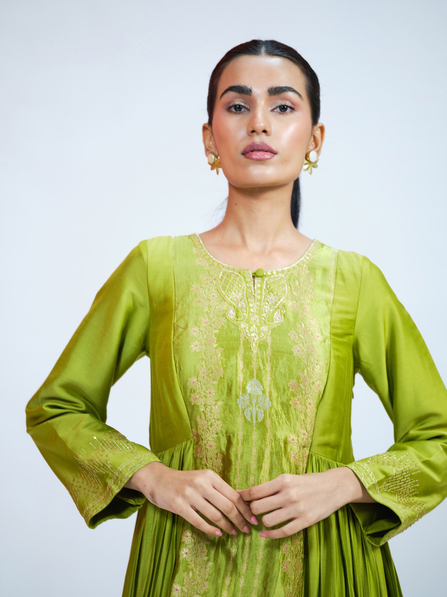 Kiwi Green Anarkali Set