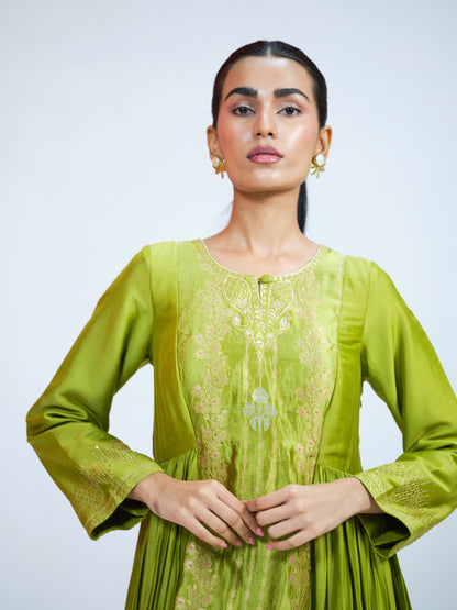 Kiwi Green Anarkali Set