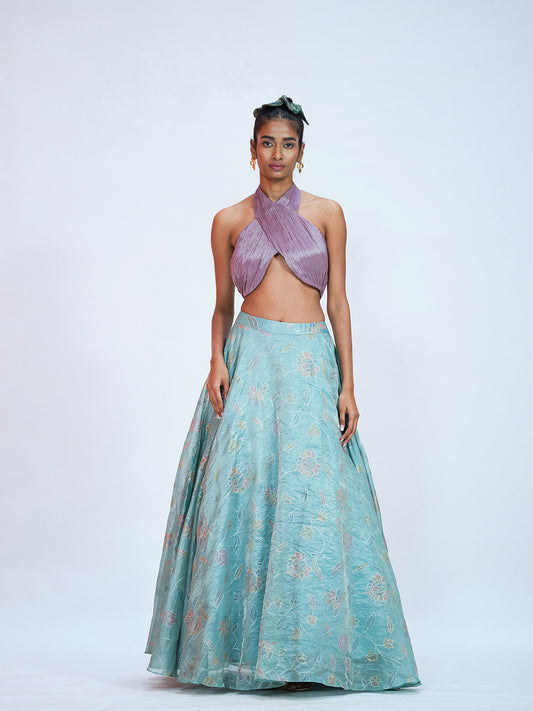 Tissue Crop Top Lehenga