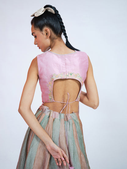 Pastel Crushed Tissue Lehenga