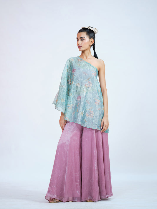 One Shoulder Top-Palazzo Set