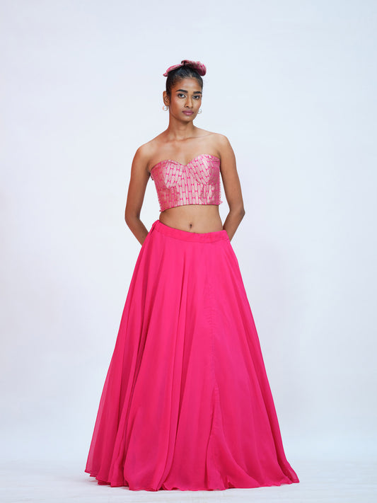 Rani Brocade and Georgette Lehenga