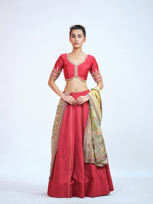 Maroon Silk Lehenga