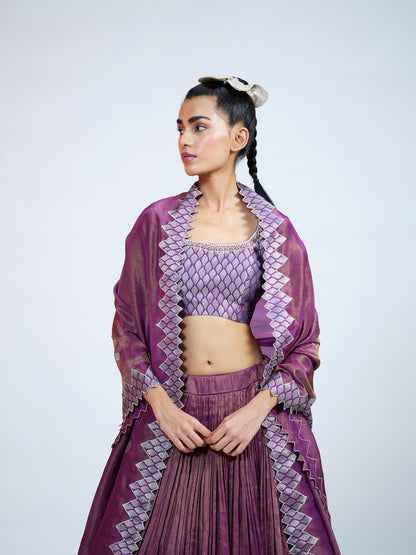 Purple Tissue and Brocade Lehenga