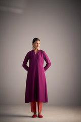 Magenta Pink Kurta With Brocade Pants