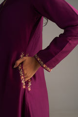 Magenta Pink Kurta With Brocade Pants