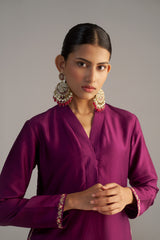 Magenta Pink Kurta With Brocade Pants
